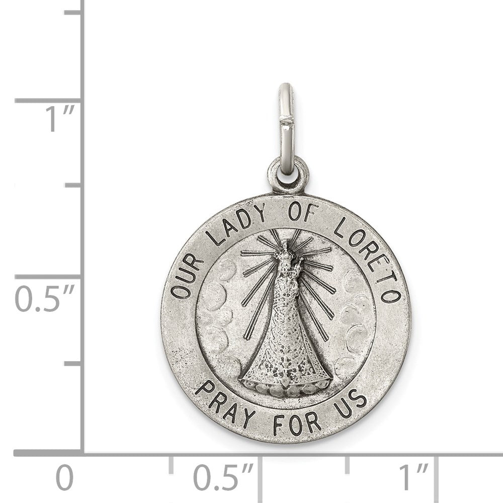 Sterlingsilber Antikisiert Our Damen Of Loreto Medaille
