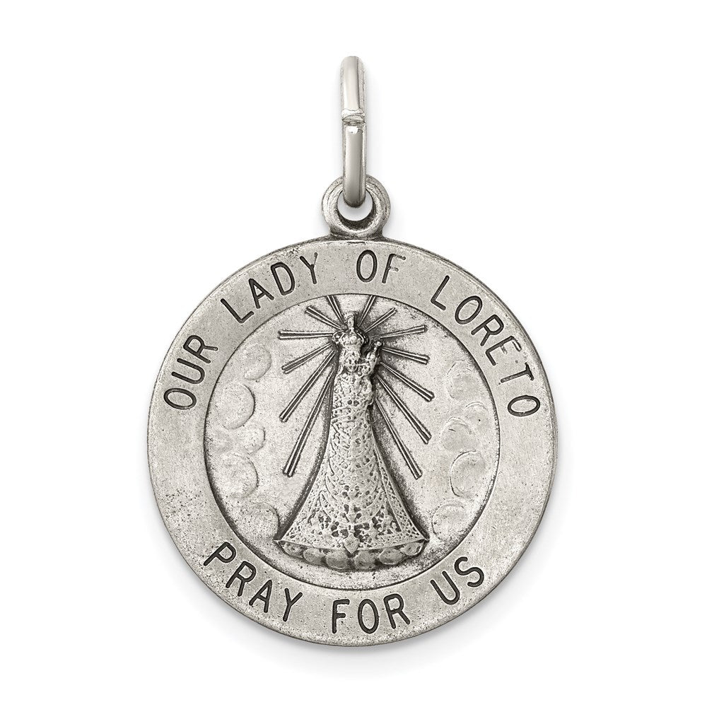 Sterlingsilber Antikisiert Our Damen Of Loreto Medaille