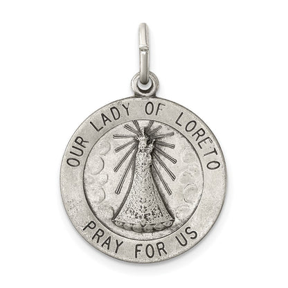Sterlingsilber Antikisiert Our Damen Of Loreto Medaille