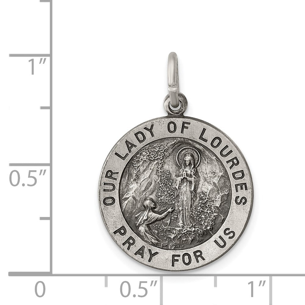 Sterlingsilber Antikisiert Our Damen Of Lourdes Medaille
