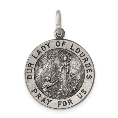 Sterlingsilber Antikisiert Our Damen Of Lourdes Medaille