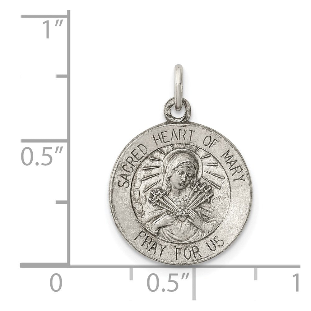 Sterlingsilber Antikisiert Heilig Herz Of Mary Medaille