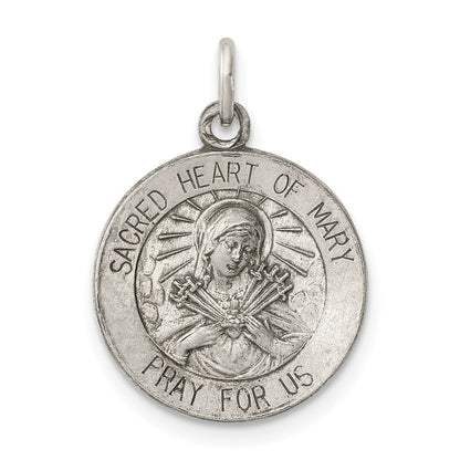 Sterlingsilber Antikisiert Heilig Herz Of Mary Medaille