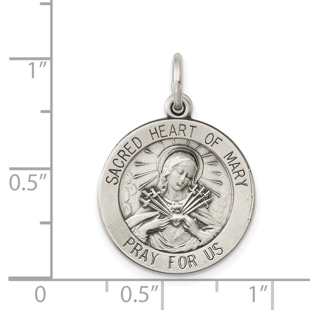 Sterlingsilber Antikisiert Heilig Herz Of Mary Medaille