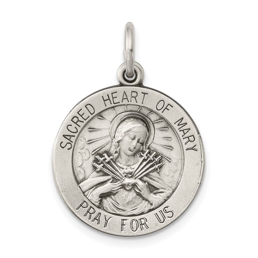 Sterlingsilber Antikisiert Heilig Herz Of Mary Medaille