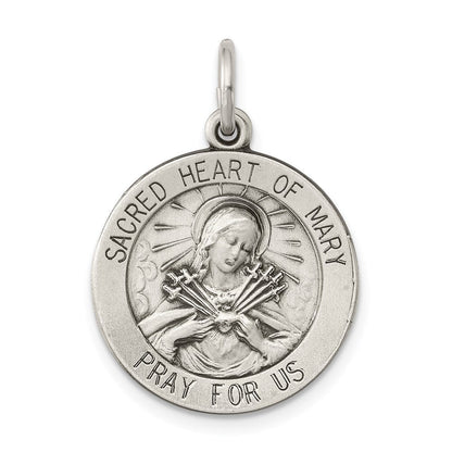 Sterlingsilber Antikisiert Heilig Herz Of Mary Medaille