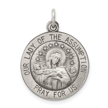 Sterlingsilber Antikisiert Our Damen Of The Assumption Medaille