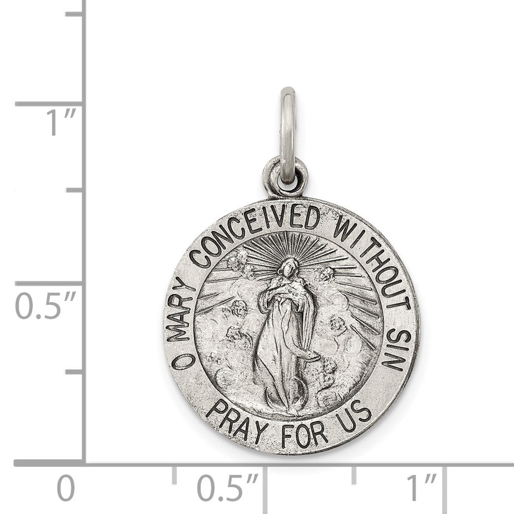 Sterlingsilber Antikisiert Gesegnet Mutter Medaille