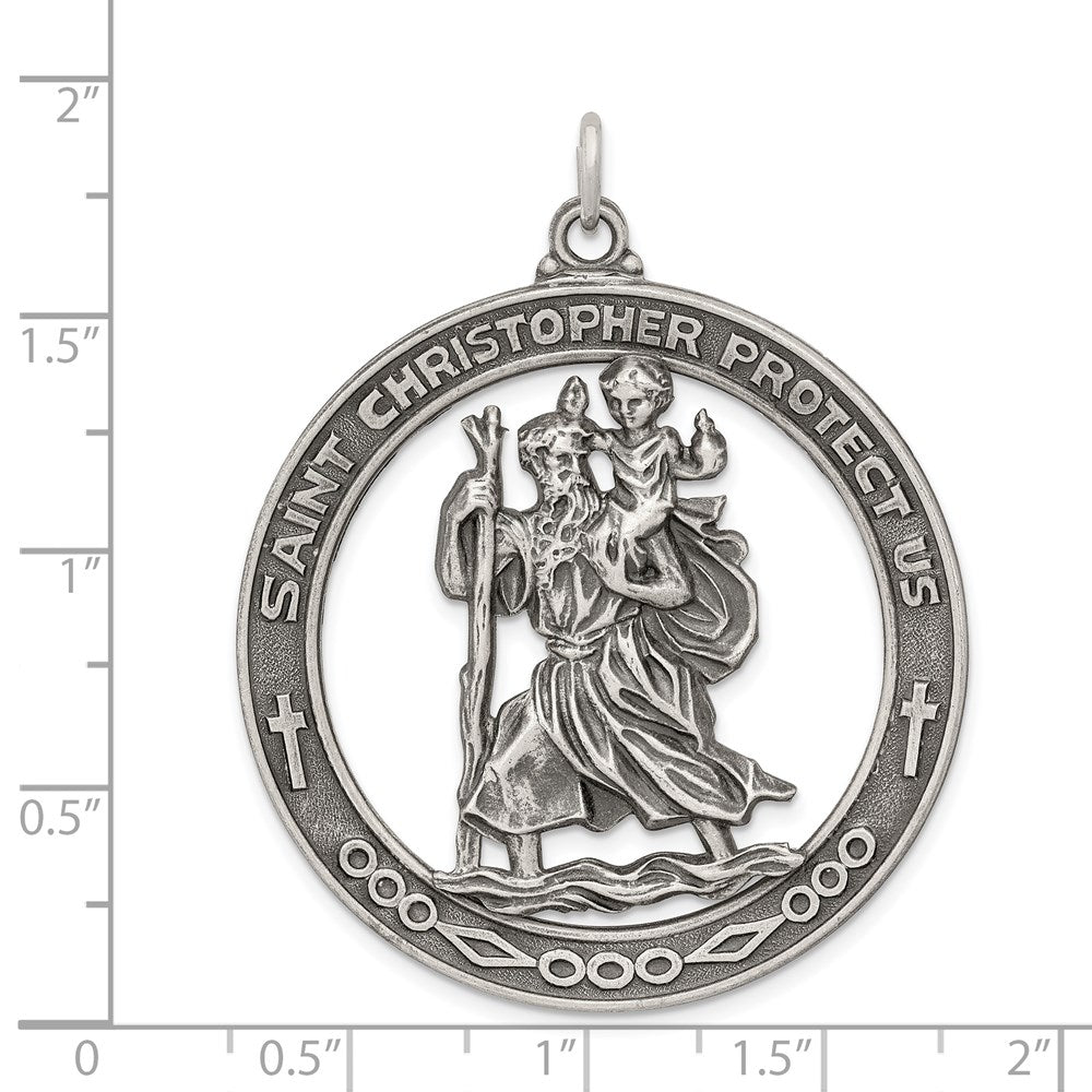 Sterlingsilber Antikisiert Saint Christopher Medaille