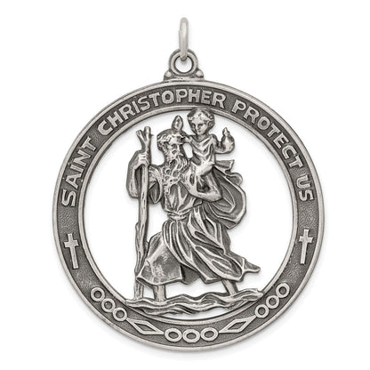 Sterlingsilber Antikisiert Saint Christopher Medaille