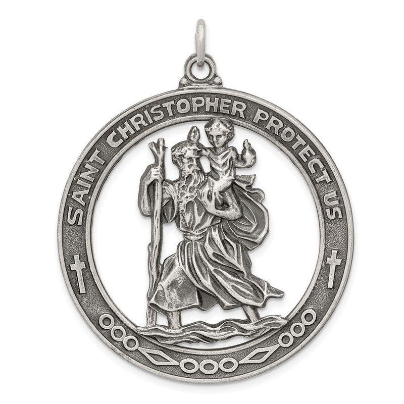Sterlingsilber Antikisiert Saint Christopher Medaille