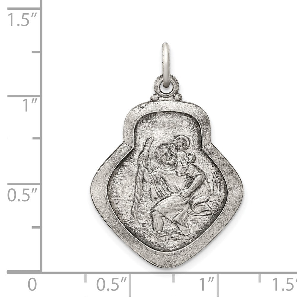 Sterlingsilber Antikisiert Saint Christopher Medaille