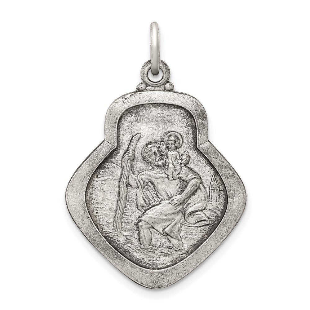 Sterlingsilber Antikisiert Saint Christopher Medaille