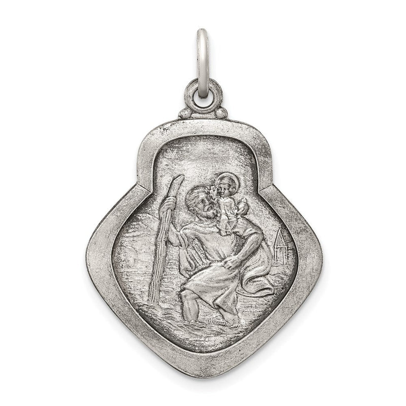 Sterlingsilber Antikisiert Saint Christopher Medaille