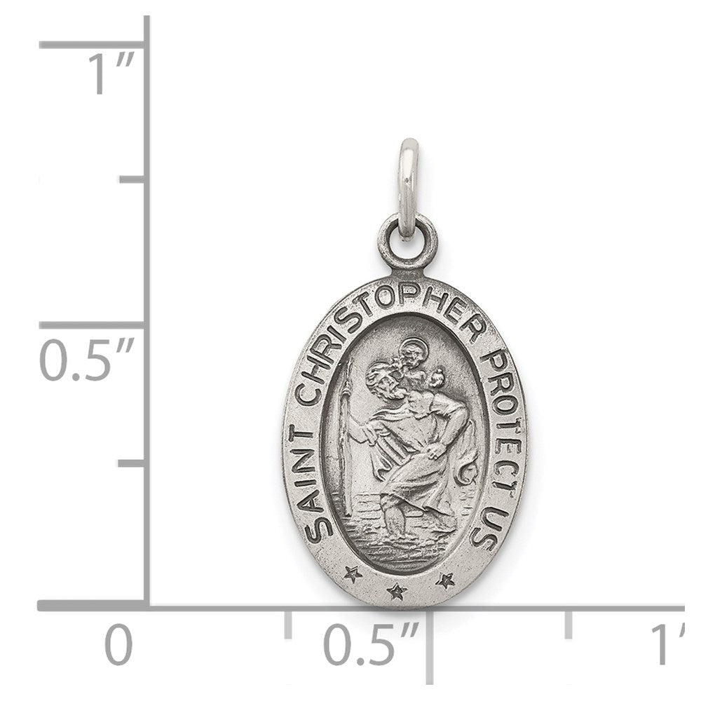 Sterlingsilber Antikisiert Saint Christopher Medaille