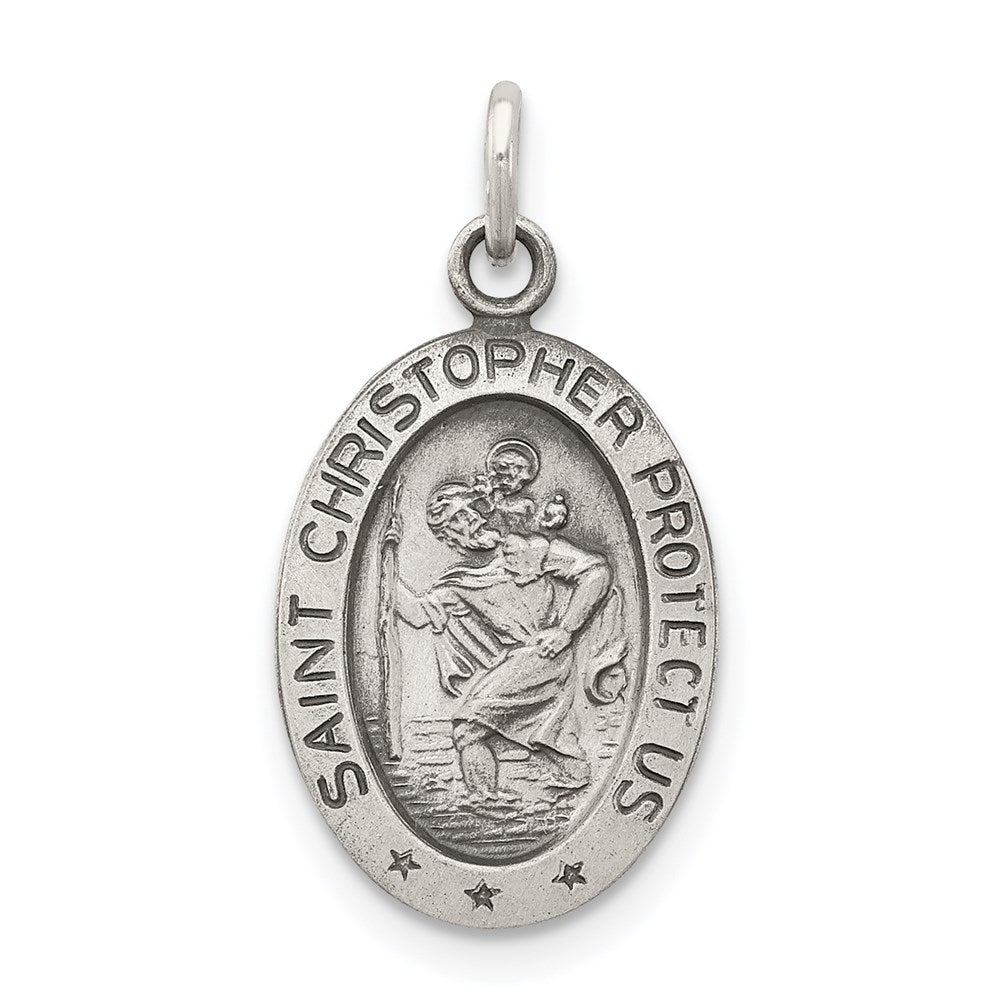 Sterlingsilber Antikisiert Saint Christopher Medaille