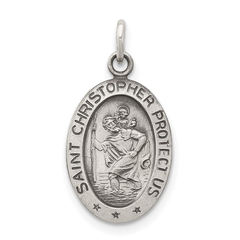 Sterlingsilber Antikisiert Saint Christopher Medaille