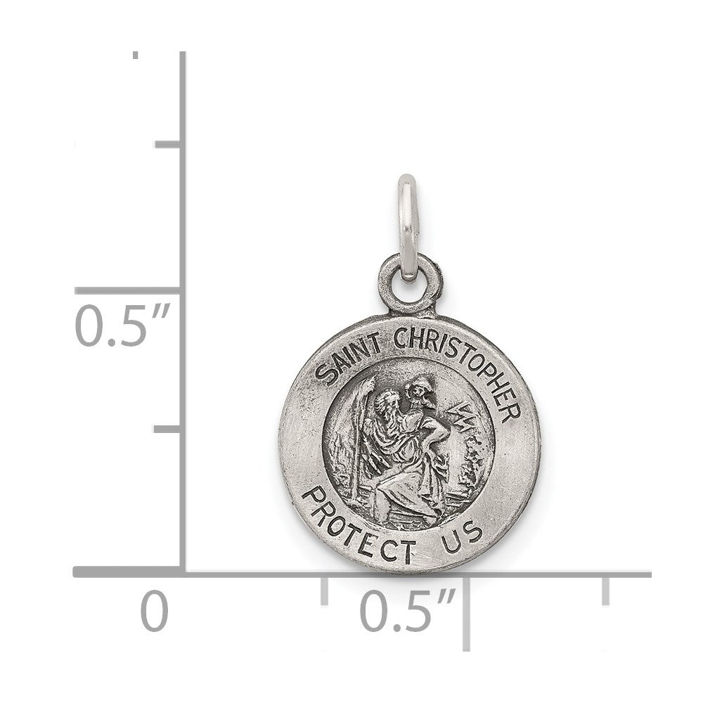 Sterlingsilber Antikisiert Saint Christopher Medaille