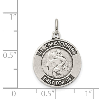 Sterlingsilber Antikisiert St. Christopher Medaille