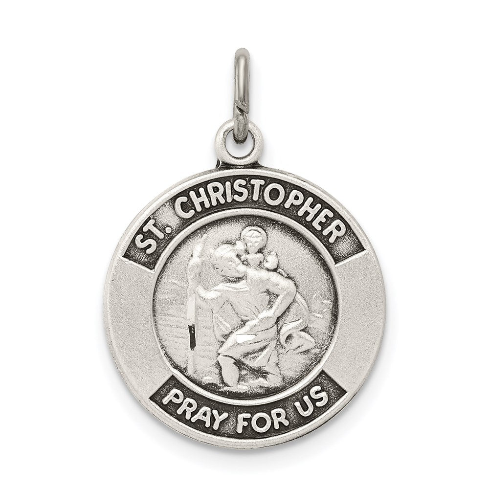Sterlingsilber Antikisiert St. Christopher Medaille