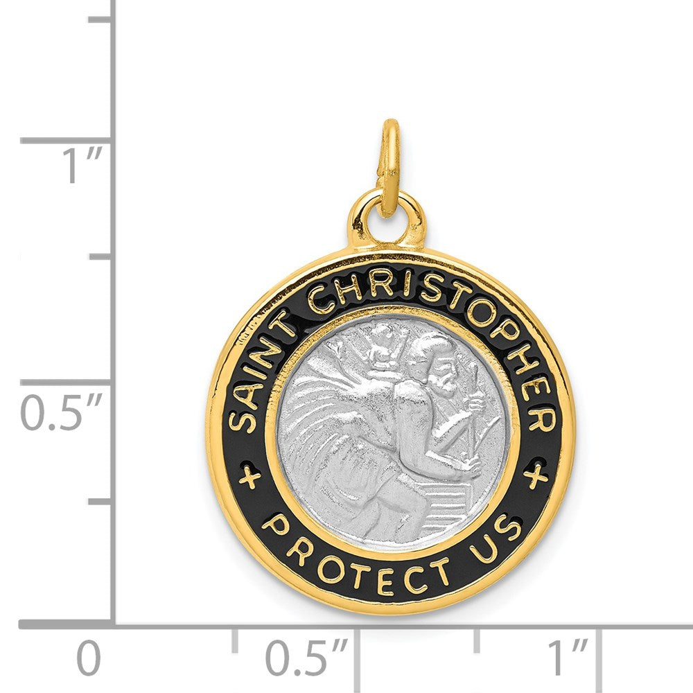 Sterlingsilber Rhodiniert & 18K Beschichtet Epoxid St. Christopher Charm