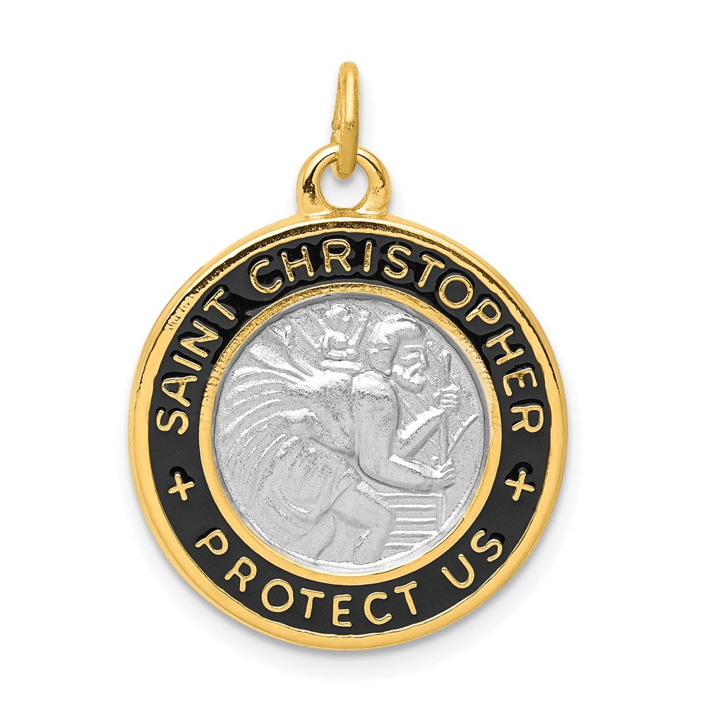Sterlingsilber Rhodiniert & 18K Beschichtet Epoxid St. Christopher Charm