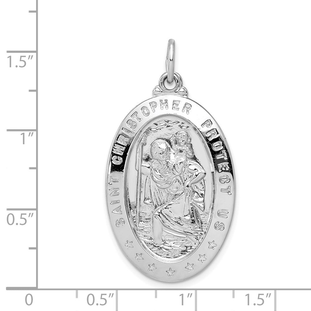 Sterlingsilber Rhodiniert Saint Christopher Medaille