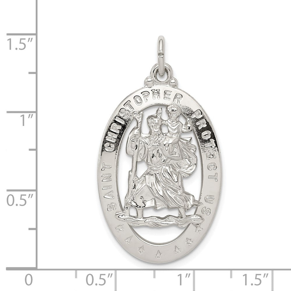 Sterlingsilber Rhodiniert Saint Christopher Medaille