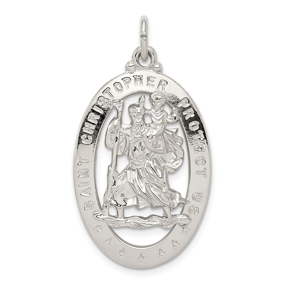 Sterlingsilber Rhodiniert Saint Christopher Medaille