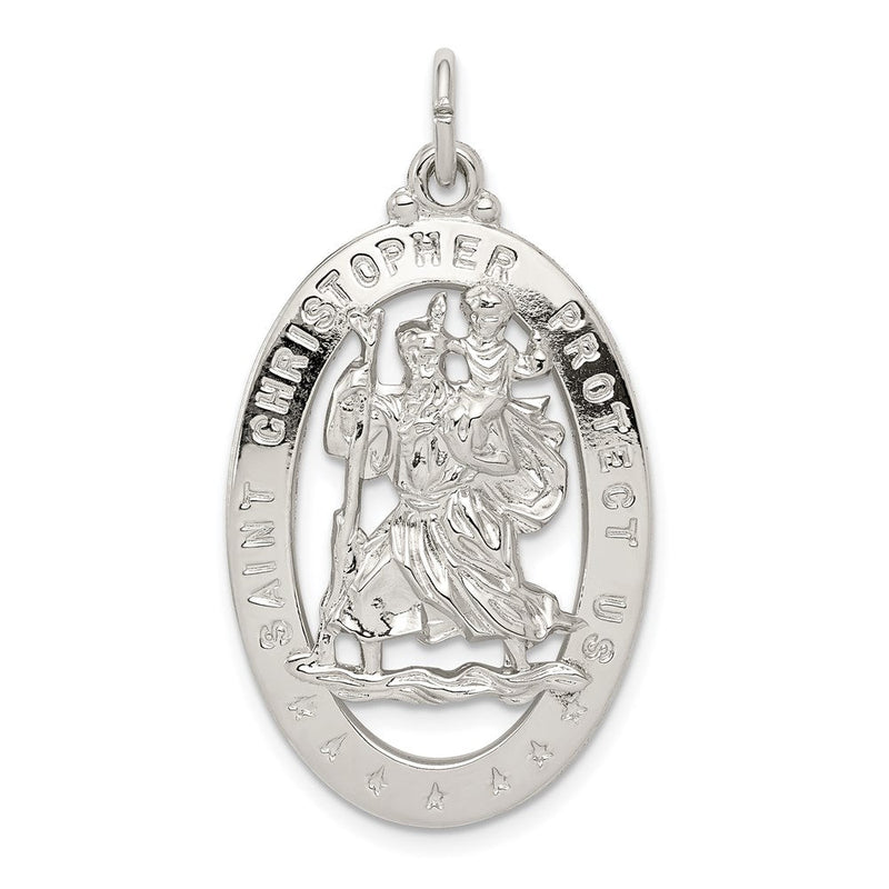 Sterlingsilber Rhodiniert Saint Christopher Medaille