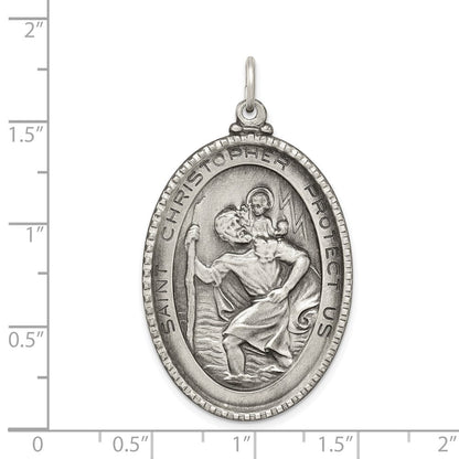Sterlingsilber Antikisiert Saint Christopher Medaille