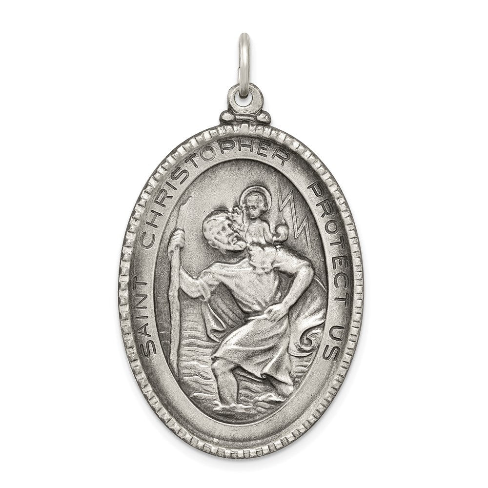 Sterlingsilber Antikisiert Saint Christopher Medaille