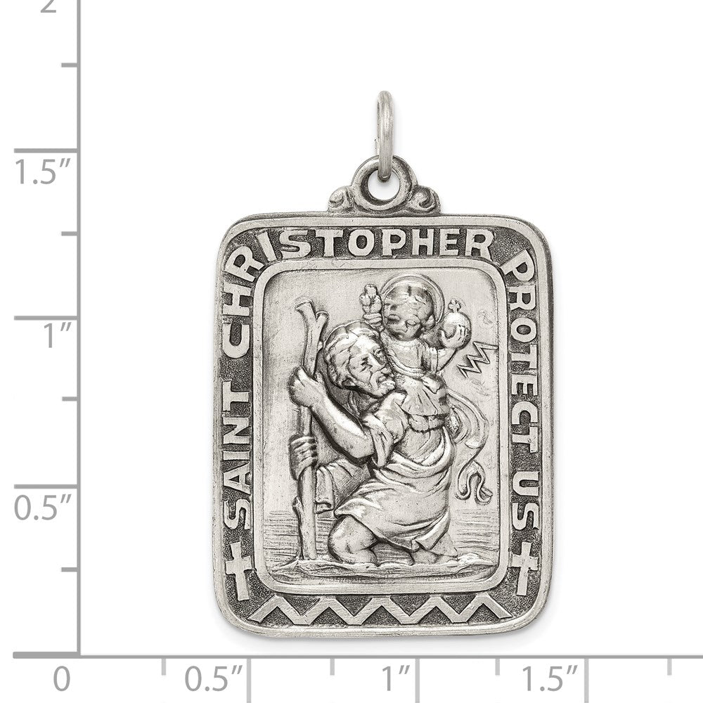 Sterlingsilber Antikisiert Saint Christopher Medaille