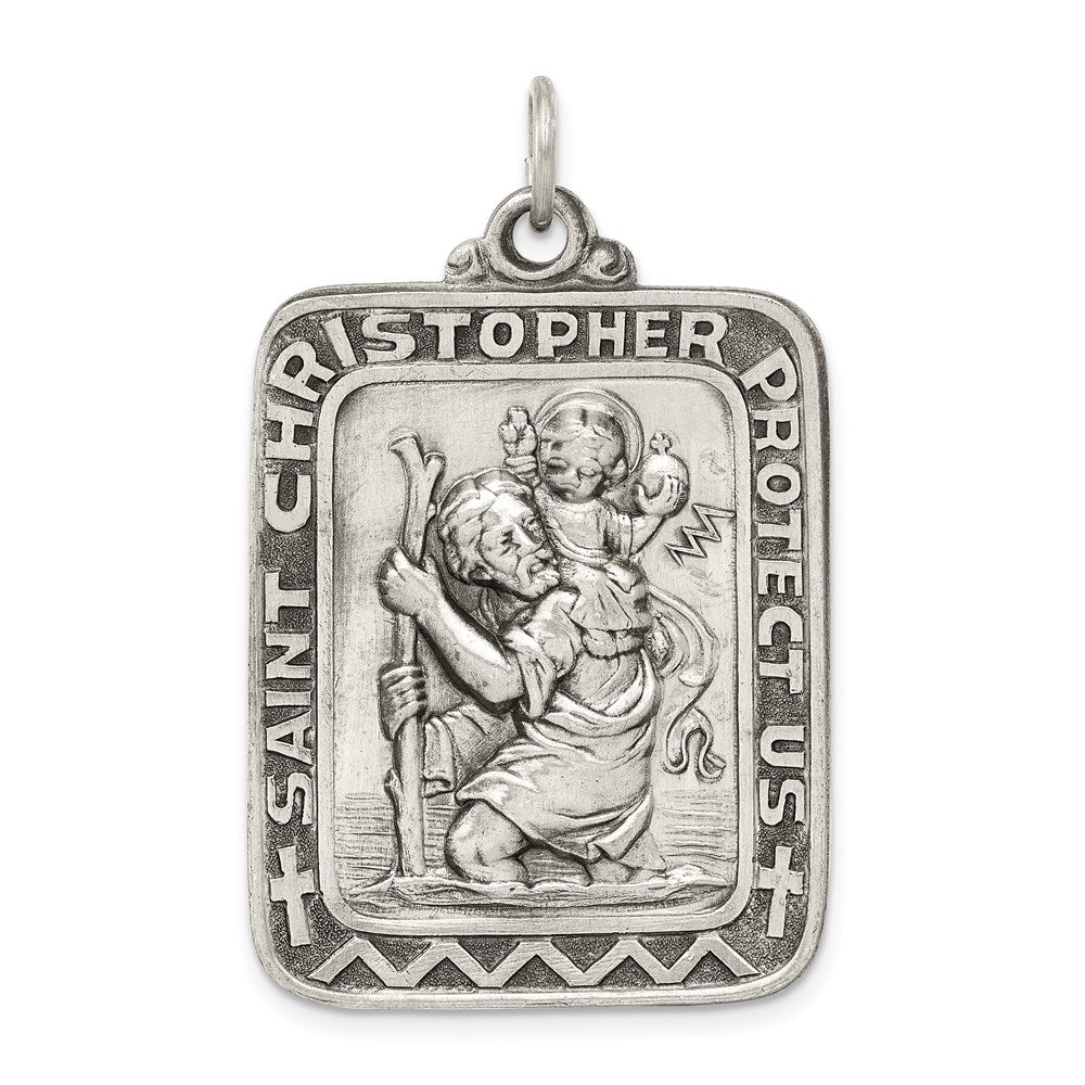 Sterlingsilber Antikisiert Saint Christopher Medaille
