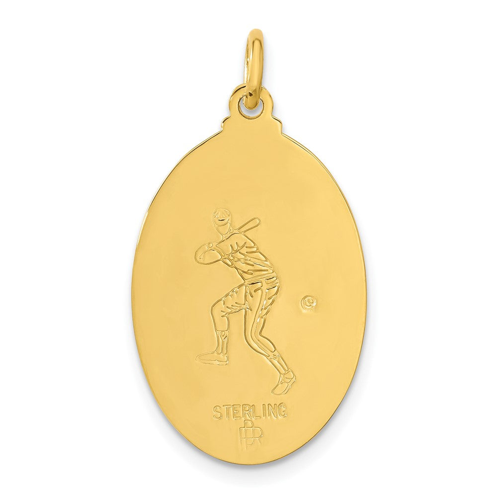Sterlingsilber 24K Vergoldet Baseball Saint Christopher Medaille Anhänger