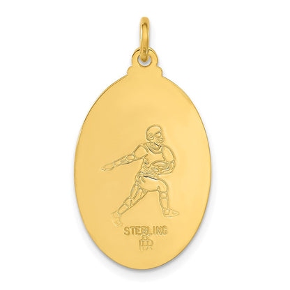 Sterlingsilber 24K Vergoldet Football Saint Christopher Medaille Anhänger