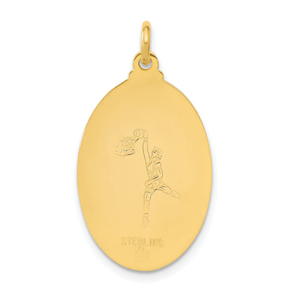 Sterlingsilber 24K Vergoldet Saint Christopher Basketball Medaille Anhänger