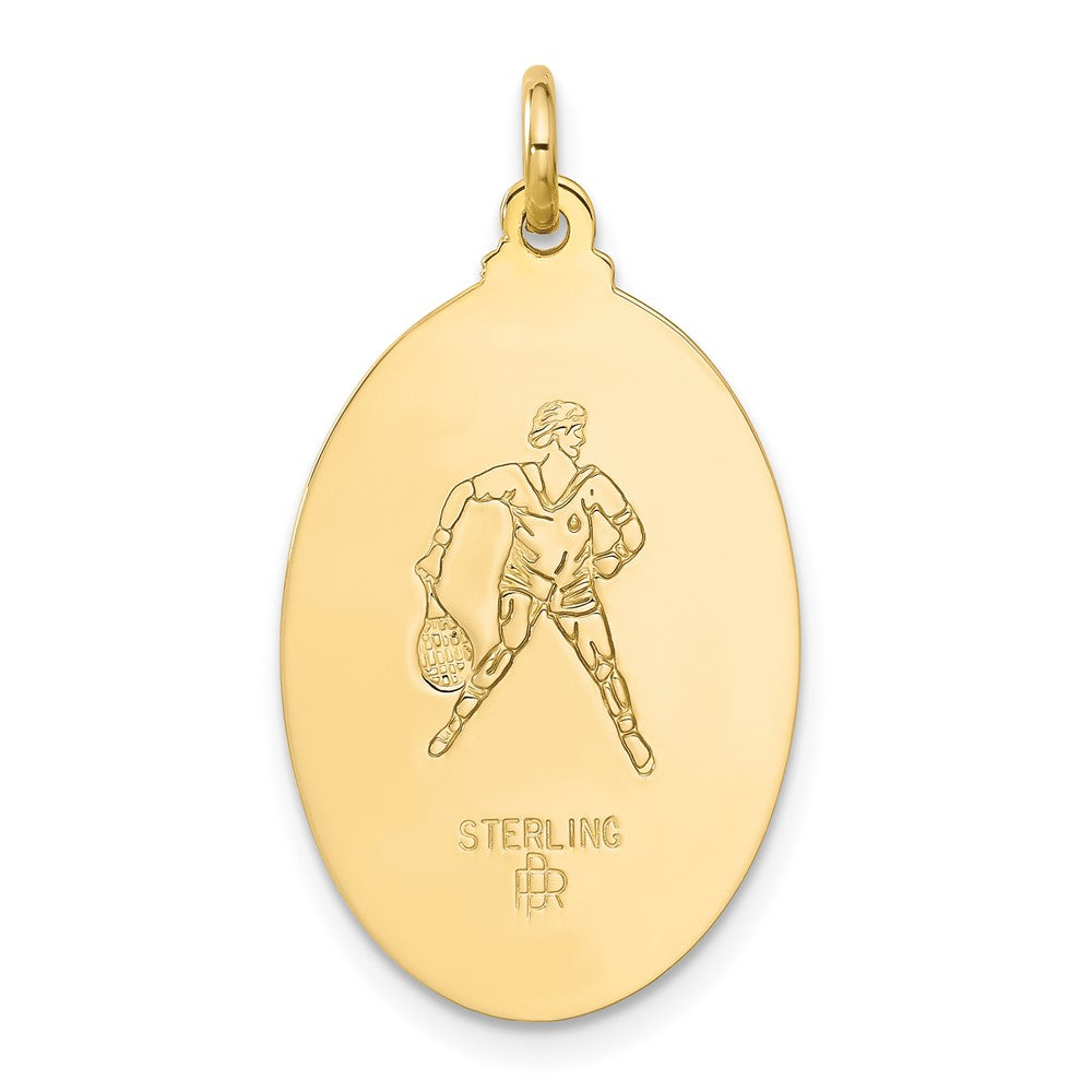 Sterlingsilber 24K Vergoldet Tennis Saint Christopher Medaille Anhänger