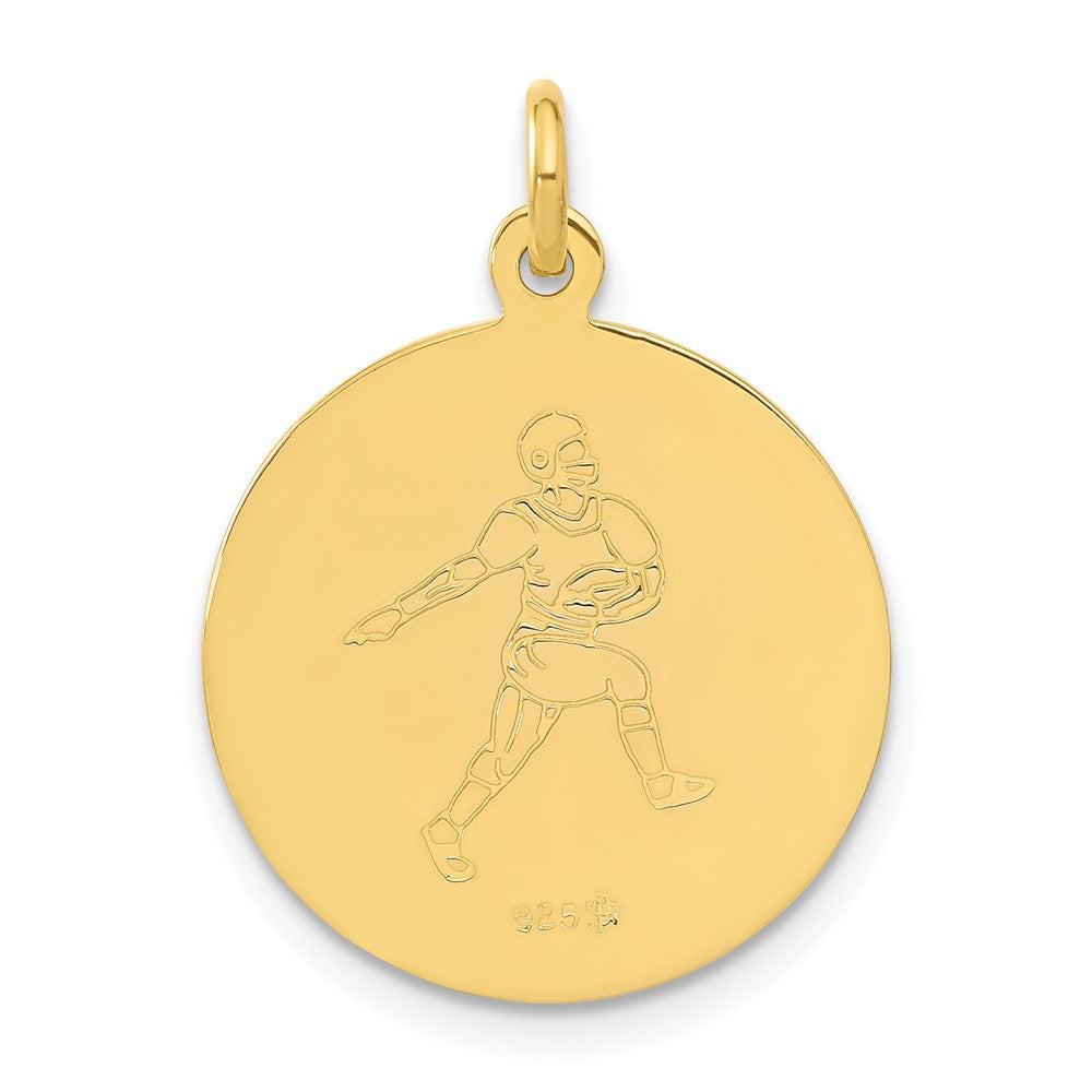 Sterlingsilber 24K Vergoldet Football St. Christopher Medaille
