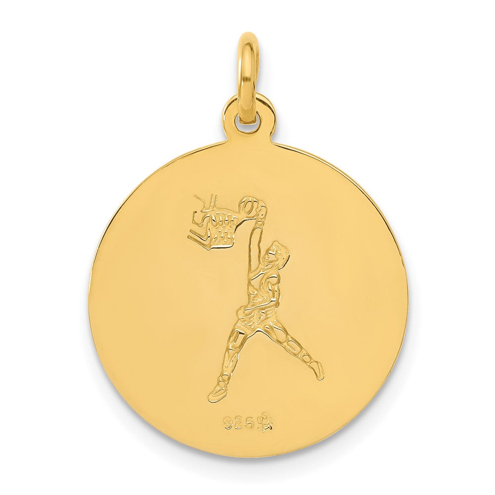 Sterlingsilber 24K Vergoldet Basketball St. Christopher Medaille Anhänger