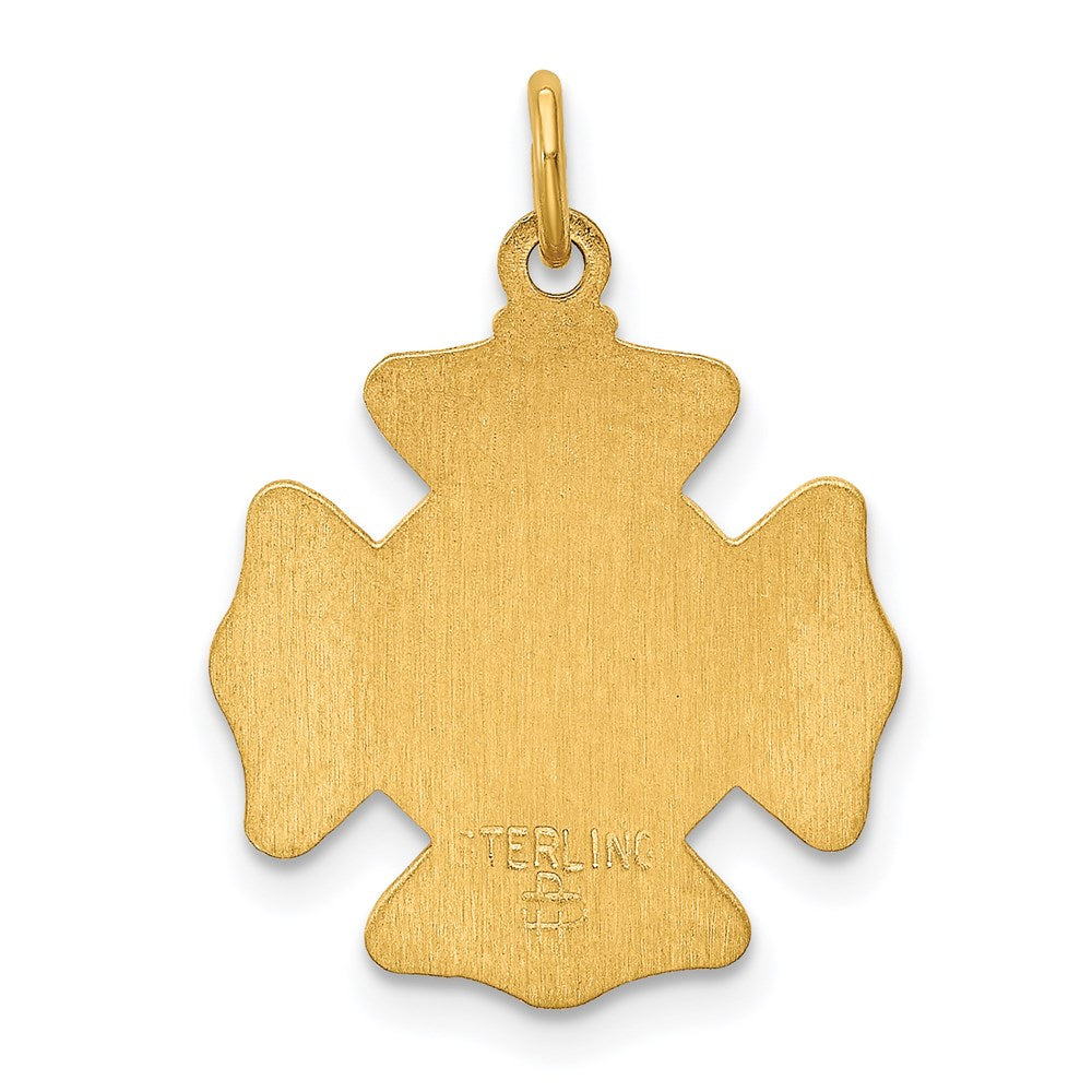 Sterlingsilber 24K Vergoldet Saint Florian Fireman Abzeichen Medaille