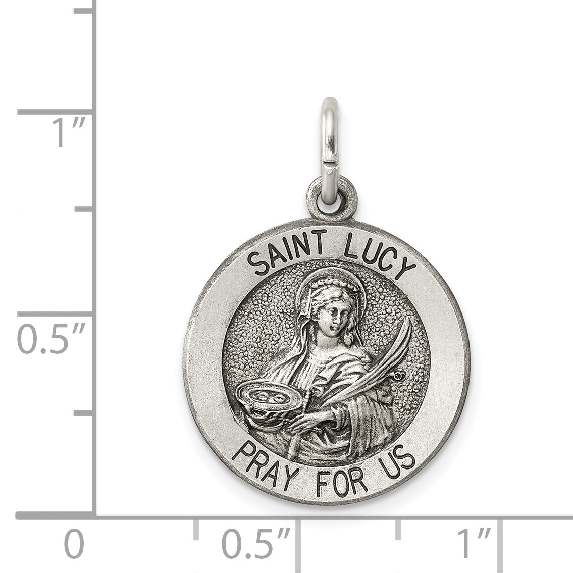 Sterlingsilber Antikisiert Saint Lucy Medaille