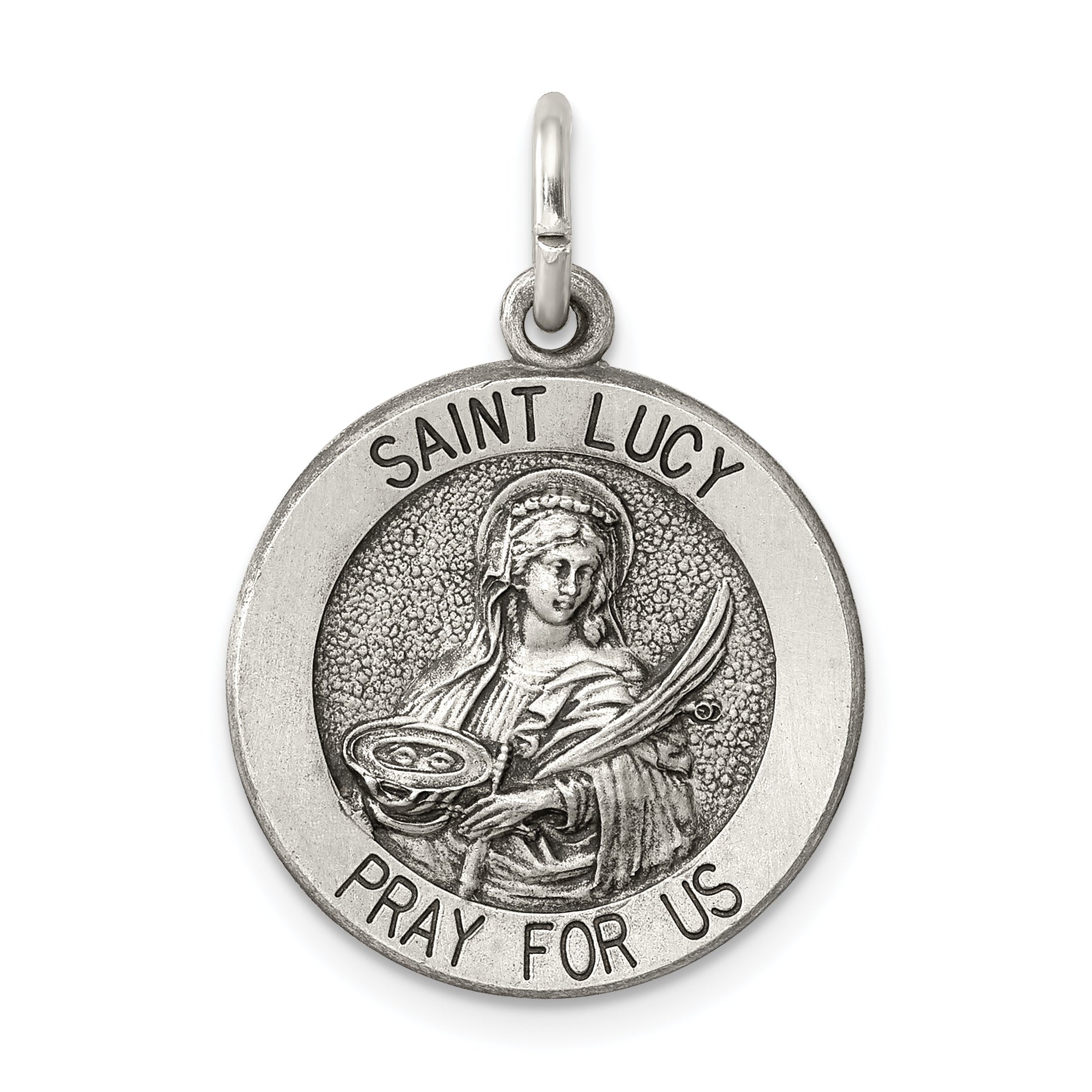 Sterlingsilber Antikisiert Saint Lucy Medaille