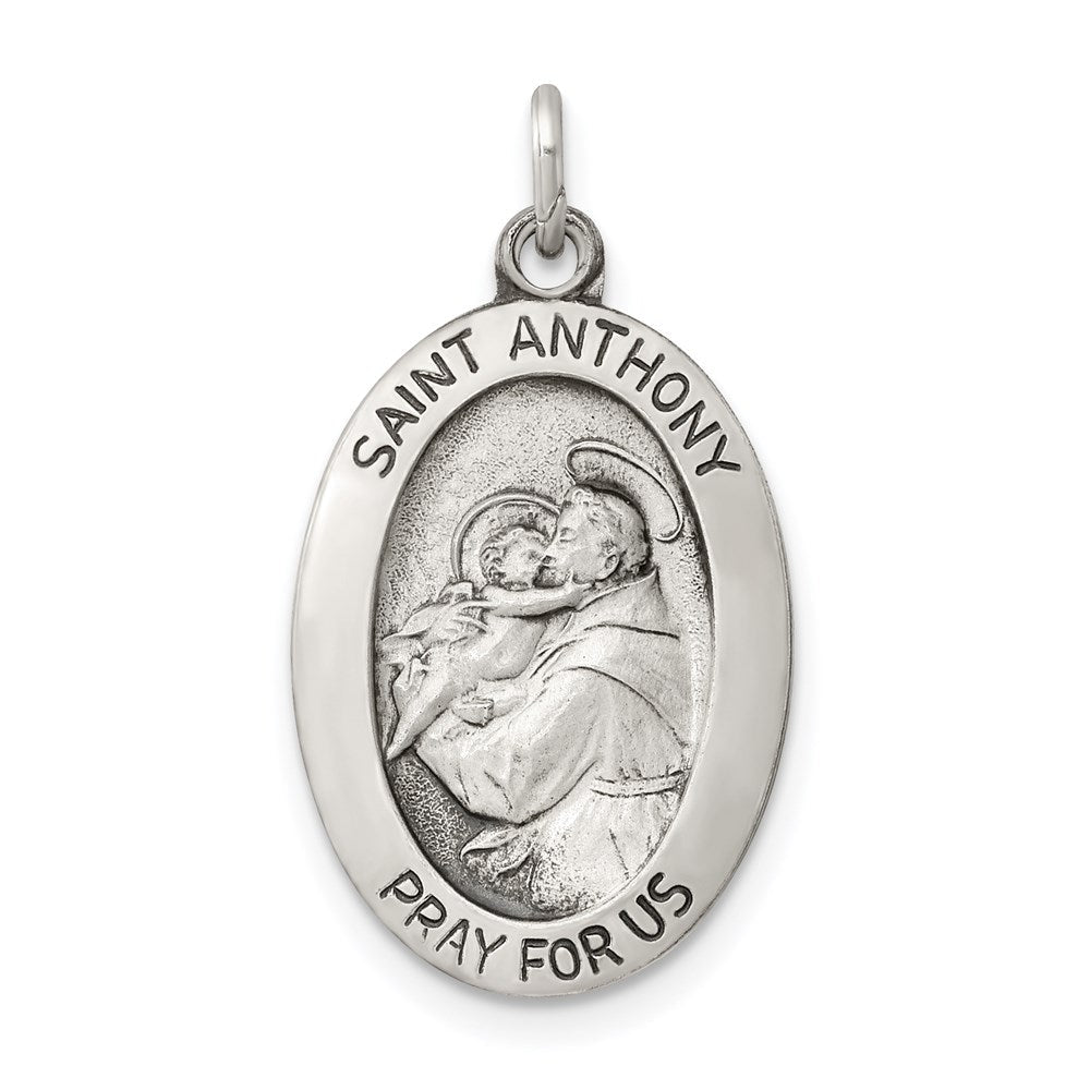Sterlingsilber Antikisiert Saint Anthony Medaille