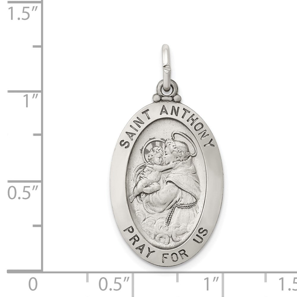 Sterlingsilber Antikisiert Saint Anthony Medaille