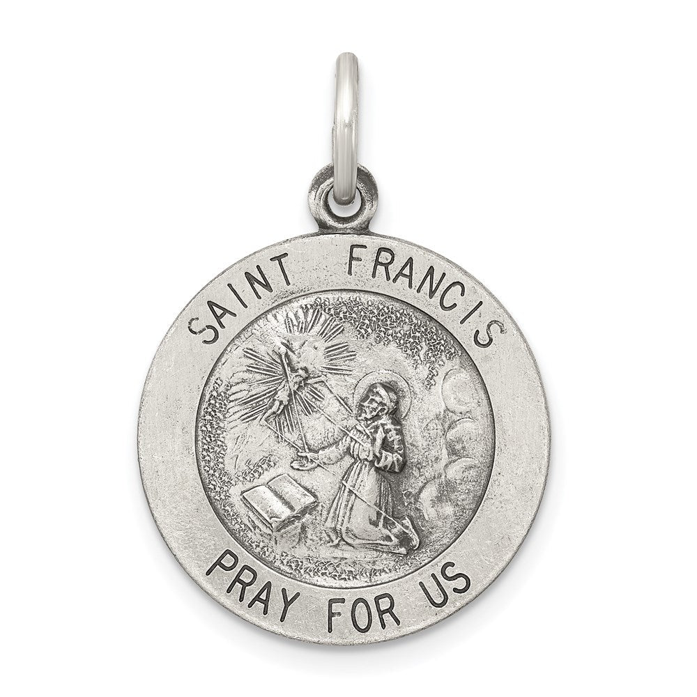 Sterlingsilber Antikisiert Saint Franziskus Medaille