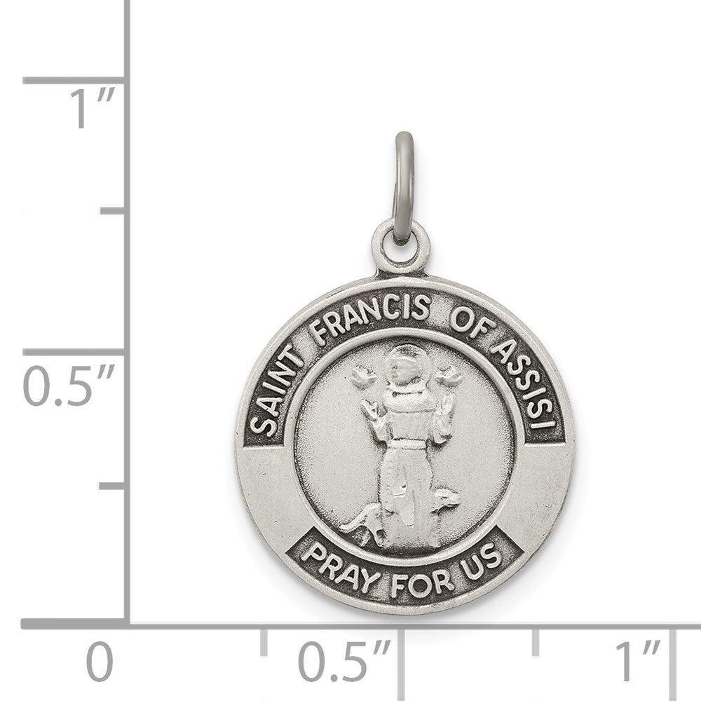 Sterlingsilber Antikisiert Saint Franziskus Of Assisi Medaille