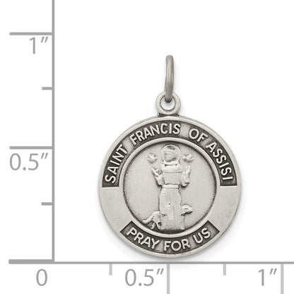 Sterlingsilber Antikisiert Saint Franziskus Of Assisi Medaille