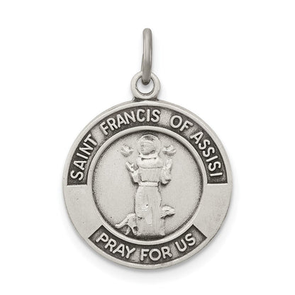 Sterlingsilber Antikisiert Saint Franziskus Of Assisi Medaille