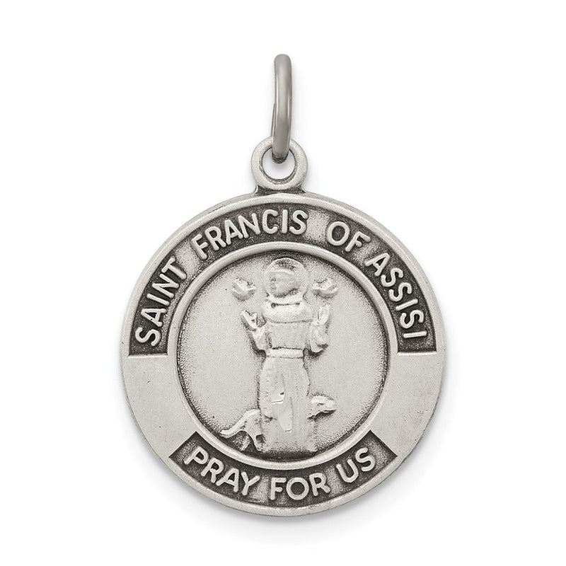 Sterlingsilber Antikisiert Saint Franziskus Of Assisi Medaille